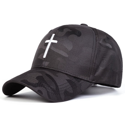 Unisex Cross Embroidery Camouflage Baseball Caps