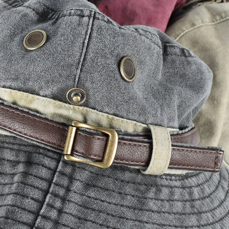 Bucket Hat With Leather Belt Men Women Sunhat 2026