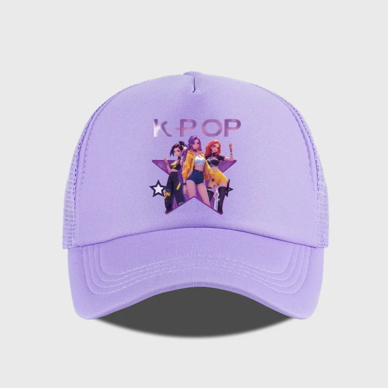 K-POP Girl Group Printed Mesh Cap, Breathable Summer Baseball Cap