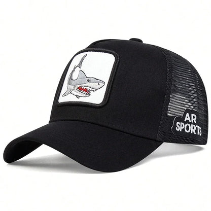 Unisex Shark Patch Embroidery Baseball Net Caps Spring Summer