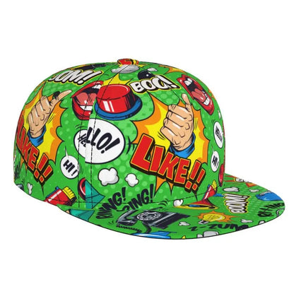 American Pop Art Comic Book Snapback Hat Flat Bill Hat Baseball Caps Adjustable Flat Brim Hip Hop Hats