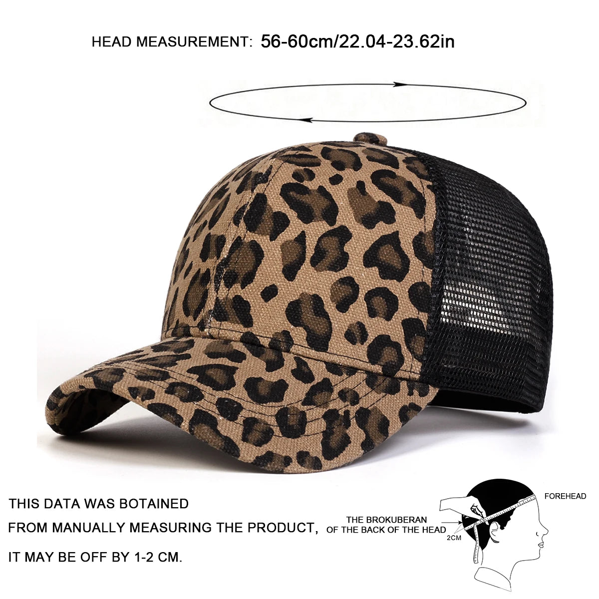 Unisex Leopard Print Baseball Net Caps Adjustable Casual Hats