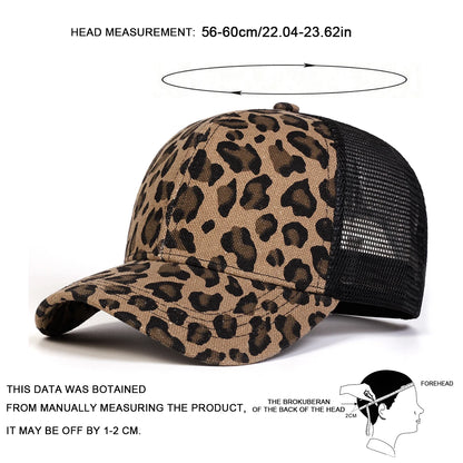 Unisex Leopard Print Baseball Net Caps Adjustable Casual Hats