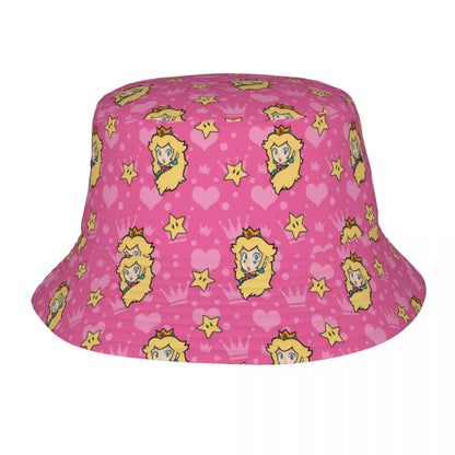 Street Princess Peach Lovely Bucket Hat Girl Outdoor Sports M-Mariod Fisherman Cap
