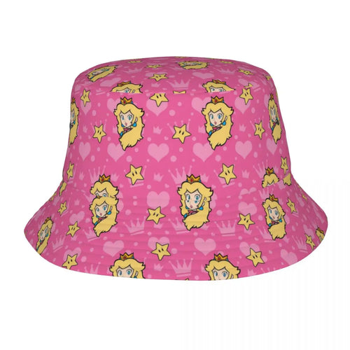Street Princess Peach Lovely Bucket Hat Girl Outdoor Sports M-Mariod Fisherman Cap