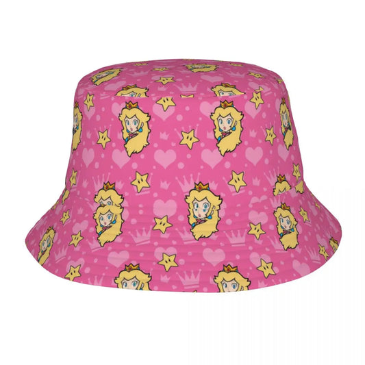 Street Princess Peach Lovely Bucket Hat Girl Outdoor Sports M-Mariod Fisherman Cap