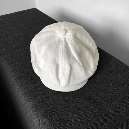 Summer Ultra-Thin Single Layer Linen Octagonal Hat Retro British Style Beret
