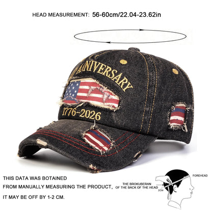 Unisex Anniversary 1776-2026 Embroidery Baseball Caps Spring Autumn