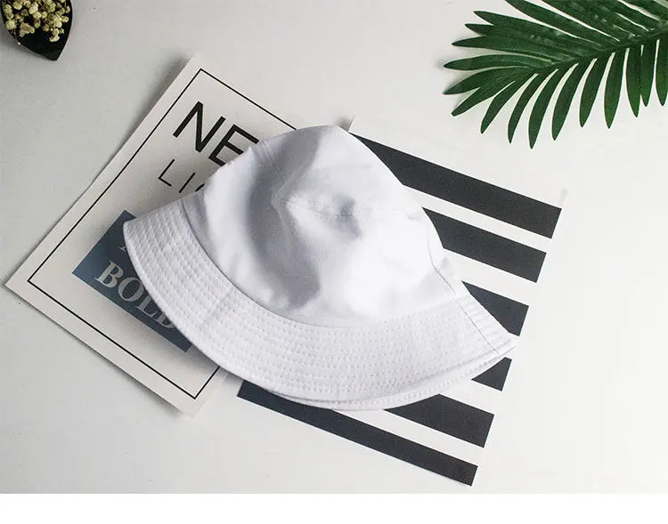 Solid Color Fisherman Hat Korean Trendy Hip Hop Bucket Hat Summer Flat Top Sun Cap Casual Outdoor
