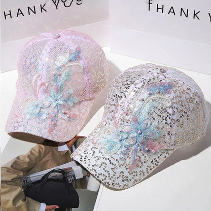 Korean Lace Flower Baseball Caps Women Summer Outdoor
