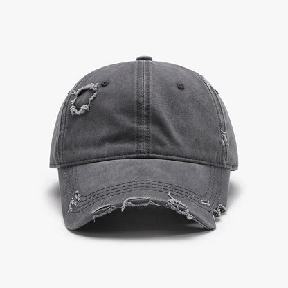 New Beige Plain Distressed Soft-Top Washed Baseball Cap