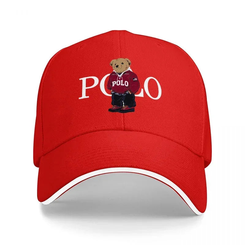 Bear Logo Black Baseball Cap With White Trim Classic Design For Men And Women