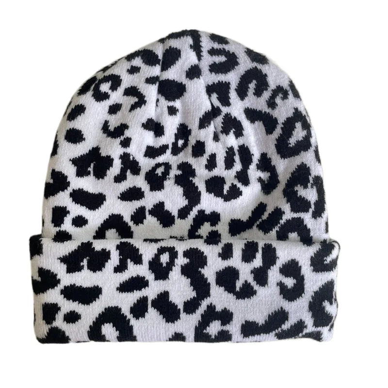 Winter Leopard Knitted Hats For Women Men Outdoor