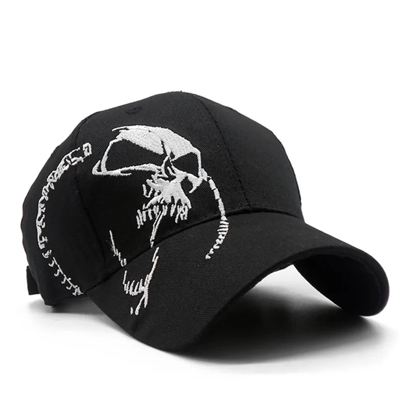 Embroidered Skull Cap For Men Cotton Sports Baseball Caps Fashion Black Pattern