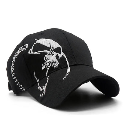 Embroidered Skull Cap For Men Cotton Sports Baseball Caps Fashion Black Pattern