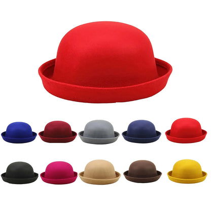 Top Cap Solid Color Women Girl Fashion Polyester Fedora Hats