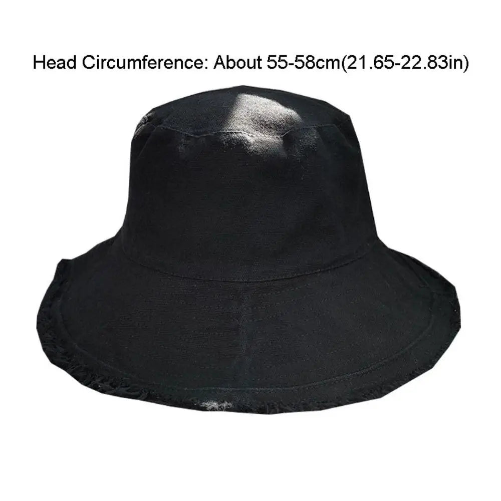 Simple Raw Edge Fisherman Hat Foldable Lightweight Thin Bucket Hat