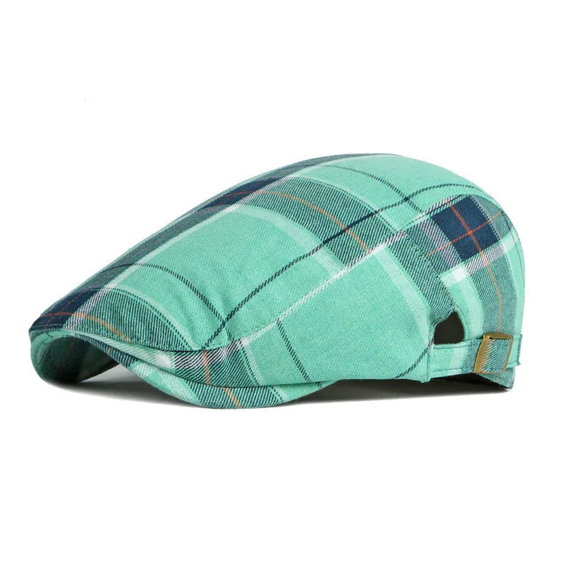 2022 Four Seasons Polyester Plaid Newsboy Caps