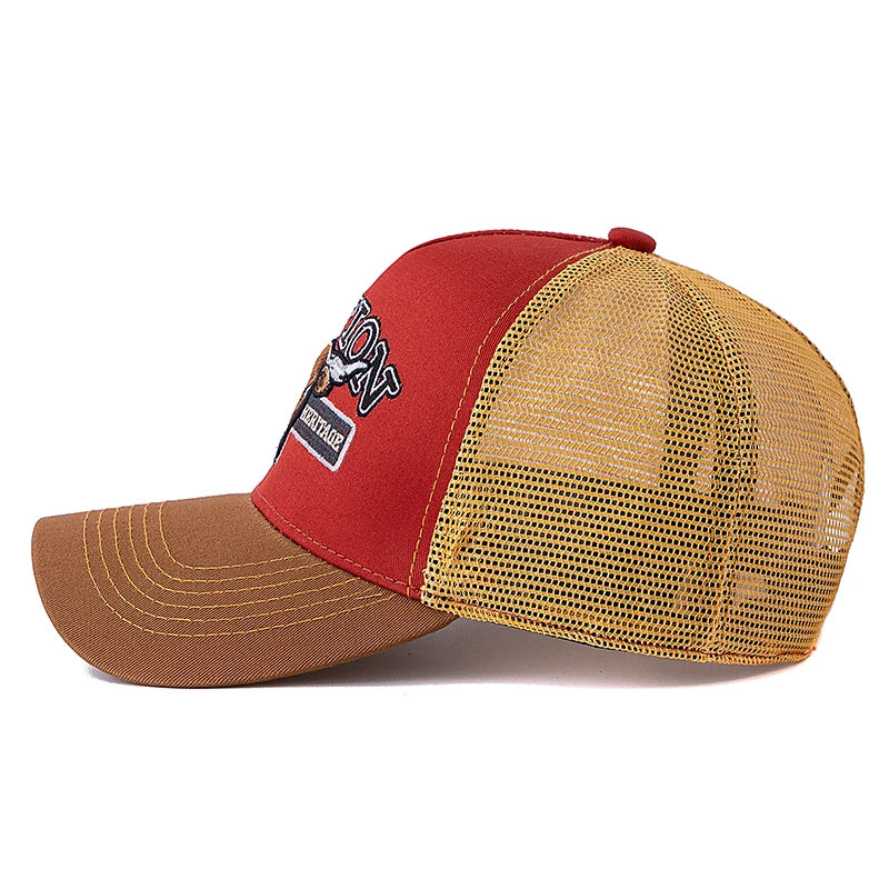 Unisex Summer Breathable Mesh Trucker Hat Bulls Head Pattern Baseball Cap For Men And Women