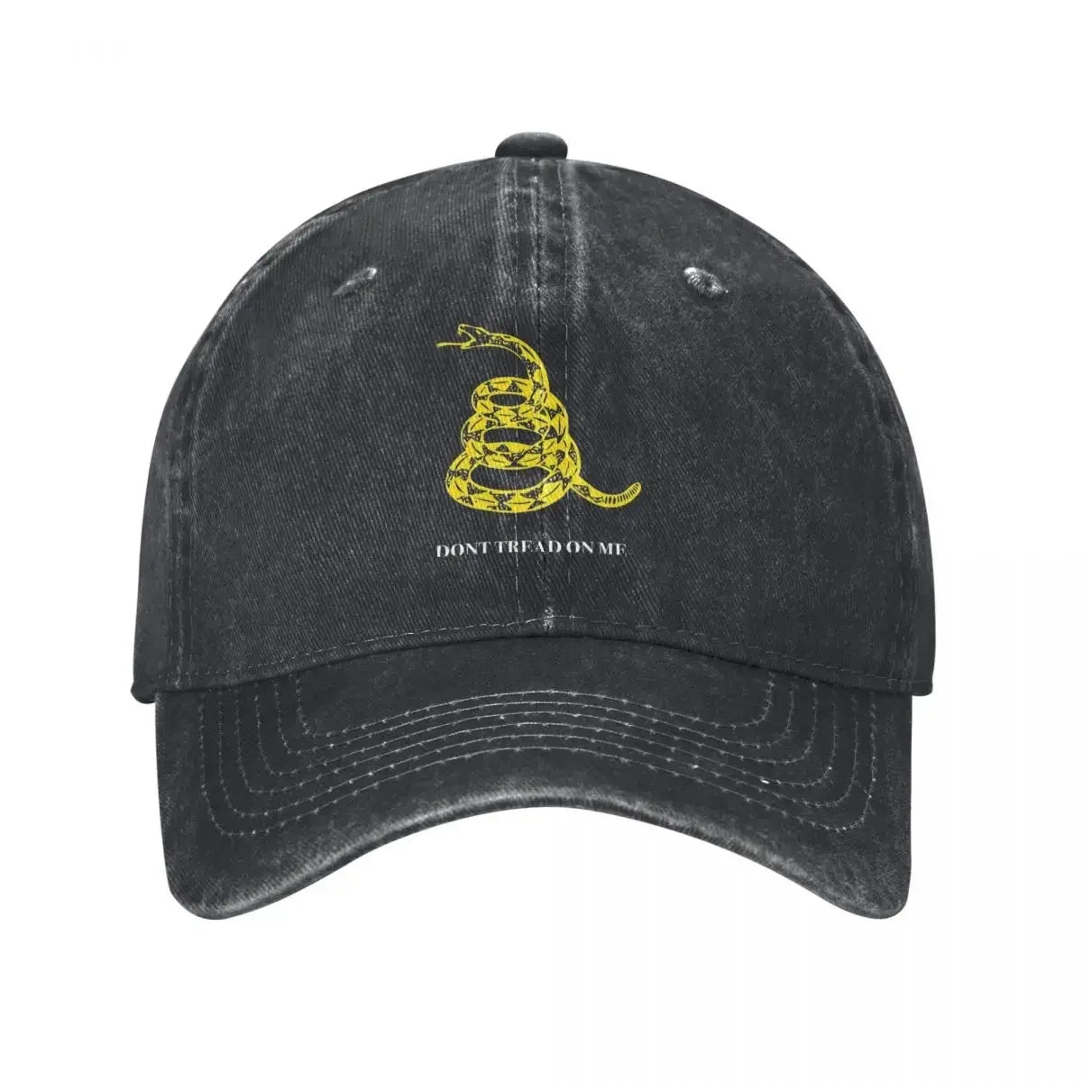 Gadsden Flag Don't Tread On Me Libertarian Denim Baseball Cap Yellow Outdoor