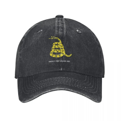 Gadsden Flag Don't Tread On Me Libertarian Denim Baseball Cap Yellow Outdoor