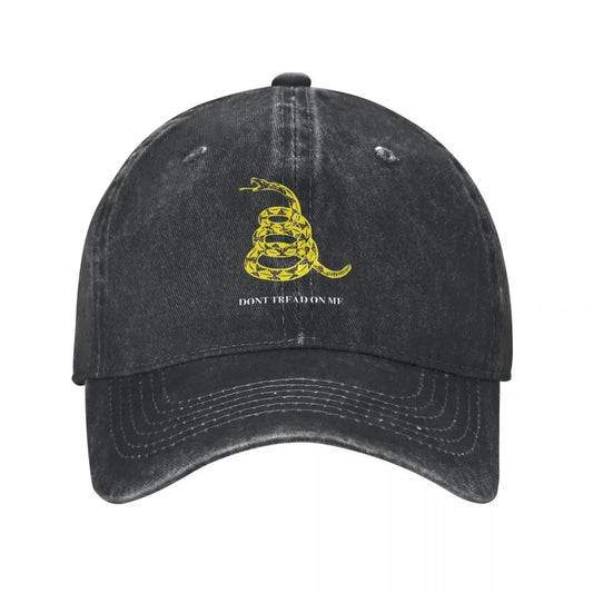 Gadsden Flag Don't Tread On Me Libertarian Denim Baseball Cap Yellow Outdoor