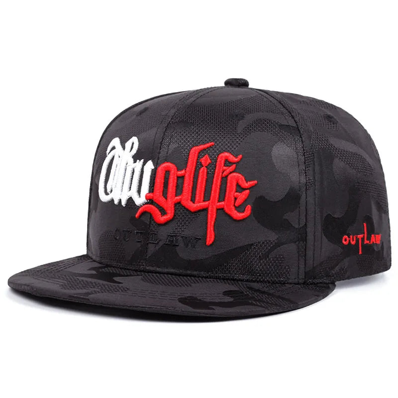 Fashion Personalized New Flat Brimmed Hat Riot Life Embroidered Street Hip Hop Hat
