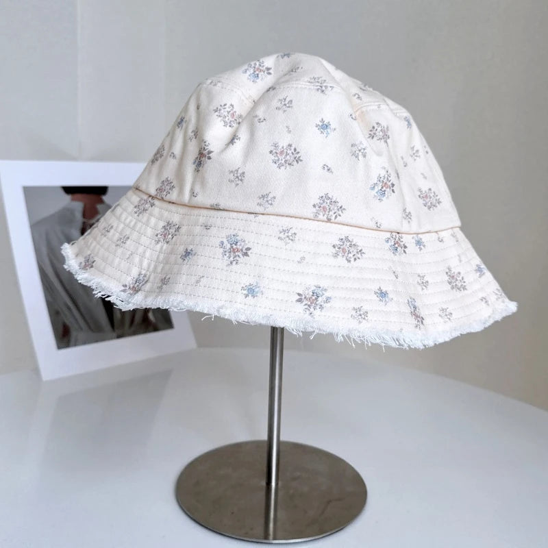 Korean Sweet Floral Flat-Top Baseball Caps For Women Spring Summer