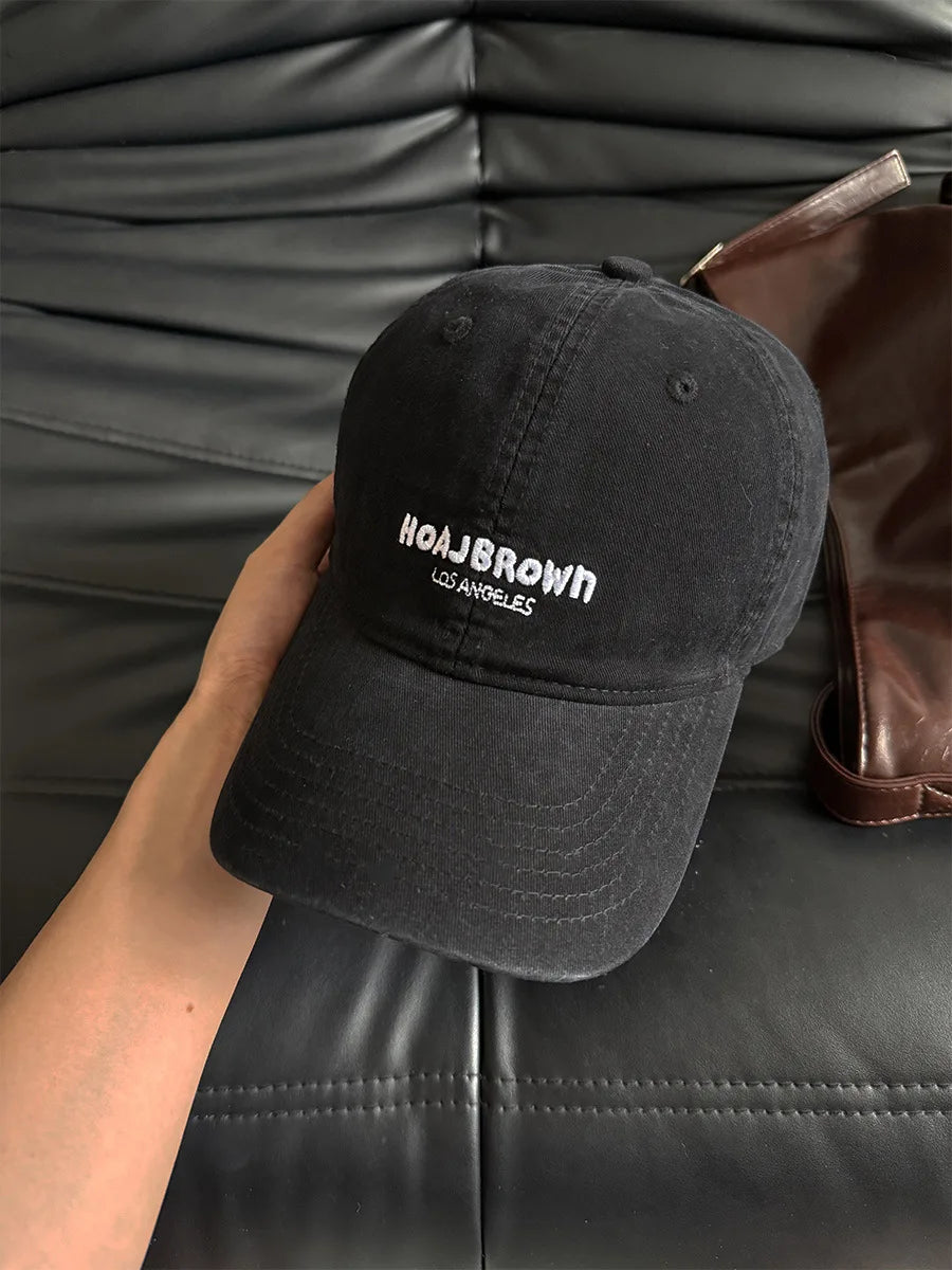 Korean Style Washed Baseball Cap With Letters, Fashion Unisex Soft Top Snapback