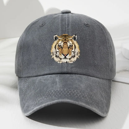 Tiger Print Soft Top Baseball Cap, Retro Adjustable