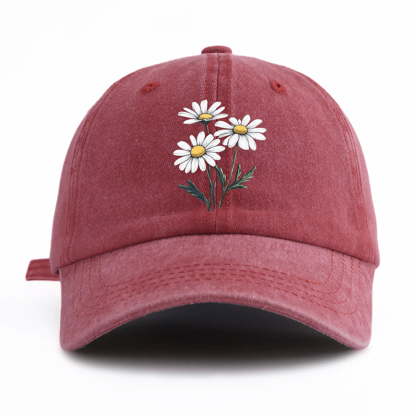 Flower Print Washed Baseball Cap For Adults, Minimalist Retro Style Casual Soft
