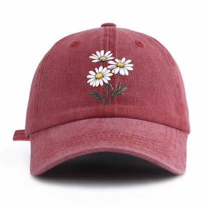 Flower Print Washed Baseball Cap For Adults, Minimalist Retro Style Casual Soft