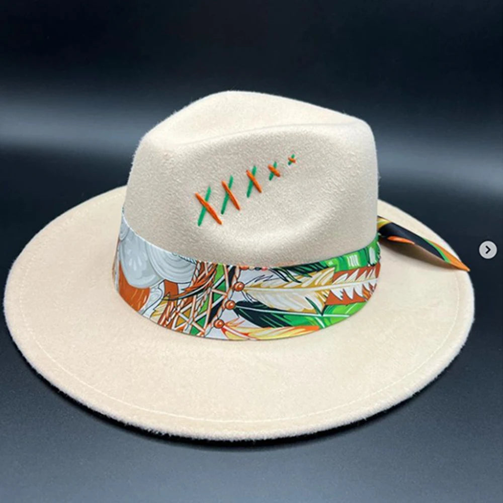 Suede Fedora Painting Felt Hats For Men And Women