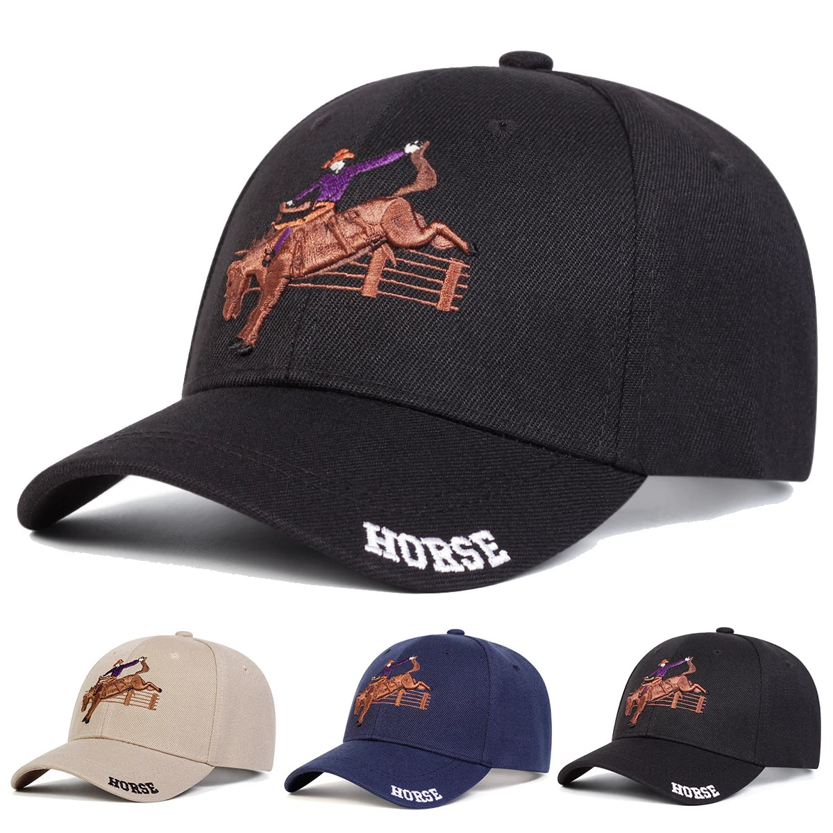 Unisex Horse Riding Embroidery Baseball Caps Spring Autumn Outdoor