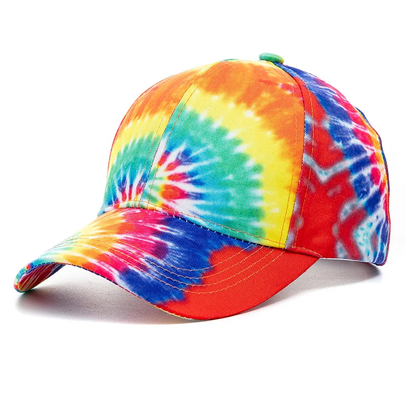 Outdoor Casual Tie Dye Caps For Women Rainbow Colorful Baseball Cap
