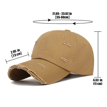 Fashion Unisex Distressed Design Style Solid Color Cotton Baseball Cap