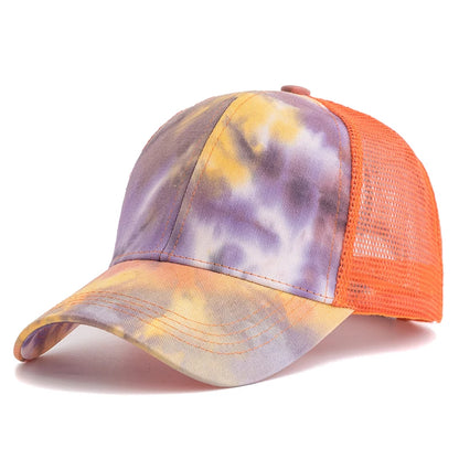 Women Ponytail Cap Tie Dyeing Design Baseball Cap Female