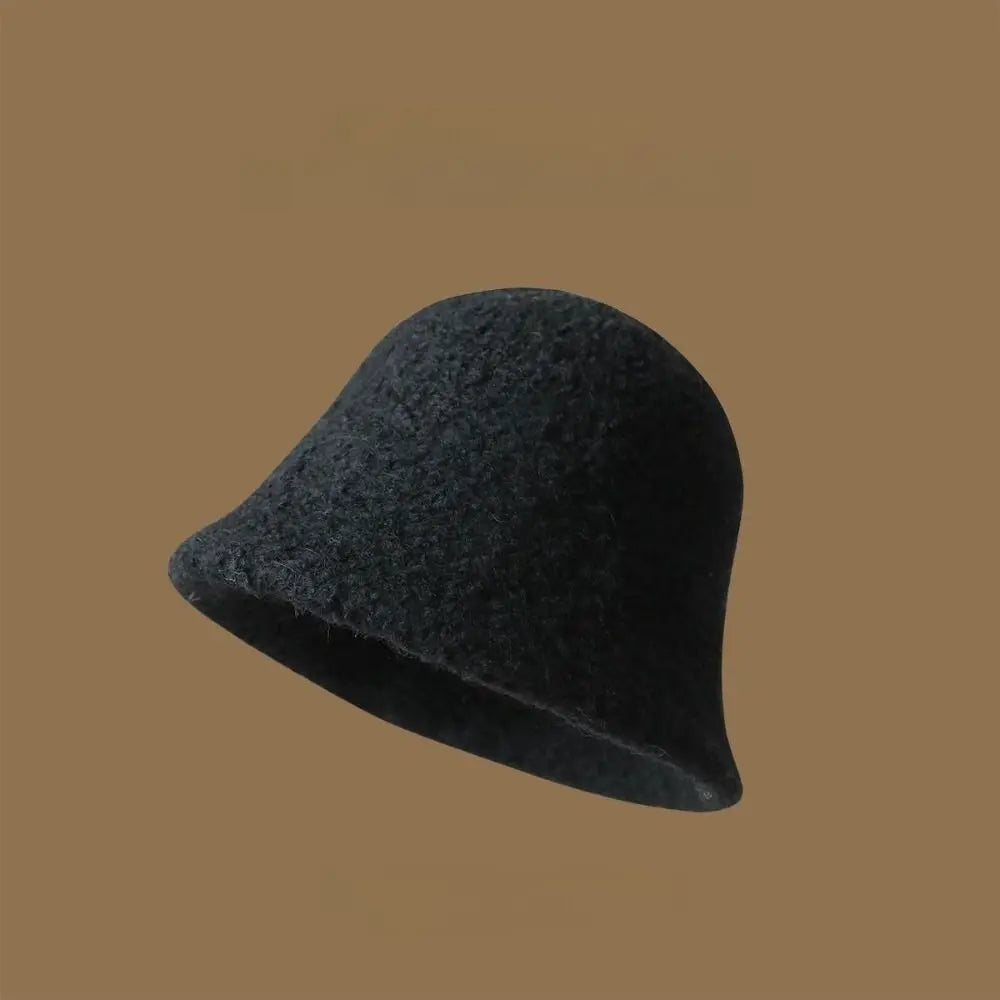 Casual Wool Bucket Hat Thickened Windproof Fisherman Hats