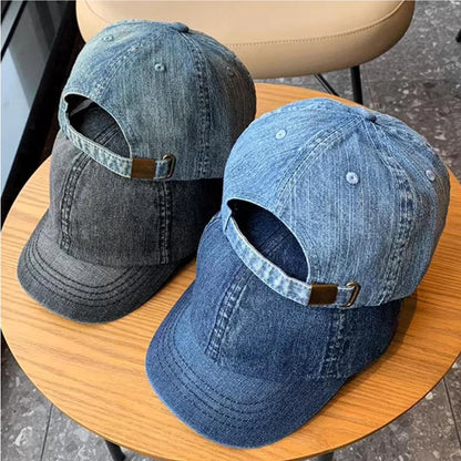 Short Brim Baseball Cap Denim Cotton Unisex Soft Top Caps