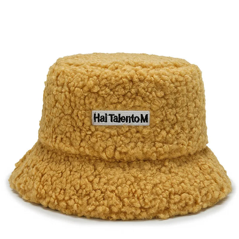Lambswool Unisex Bucket Hats For Women Men Winter