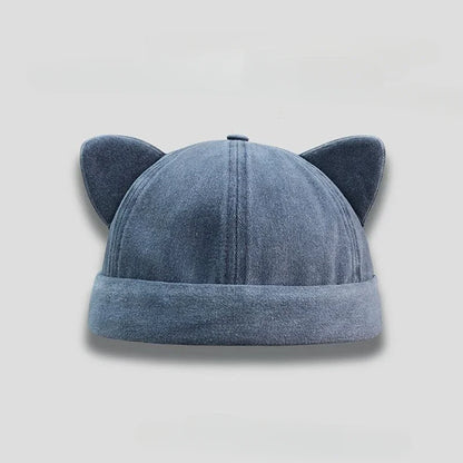 Cute Sweet Cat Ears Brimless Hat Personality Casual Solid Color Beanie Hat Cotton