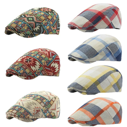 Spring Summer Dopamine Plaid Beret Duck Tongue Forward Hat