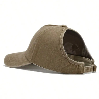 Outdoor Casual Bucket Hat With Ponytail Hole