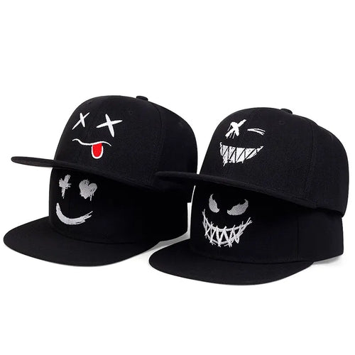 Unisex Personality Ghost Expression Embroidery Hip Hop Hats