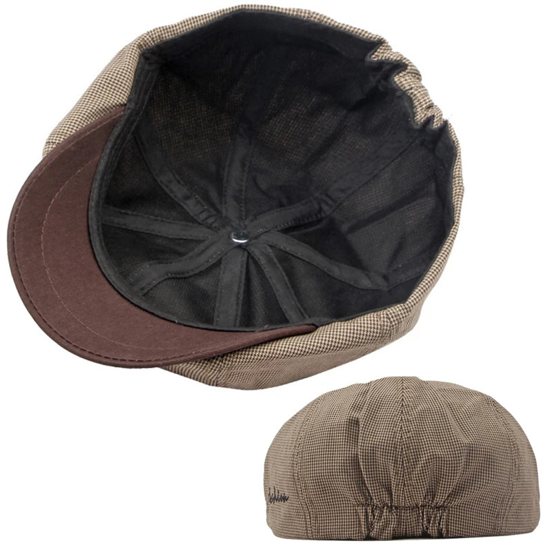 Casual Newsboy Caps Men Cotton Flat Cap Octagonal Hats