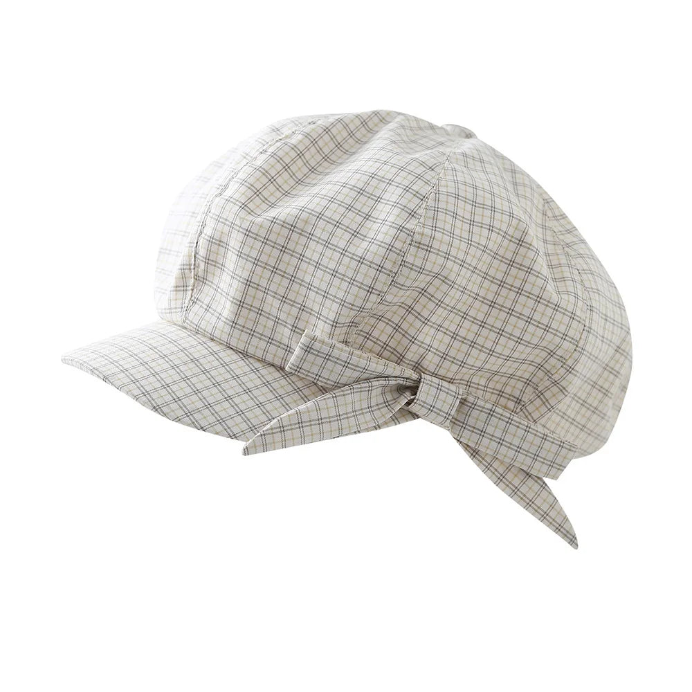 Korean Ins Bow Plaid Beret Women's Spring And Summer