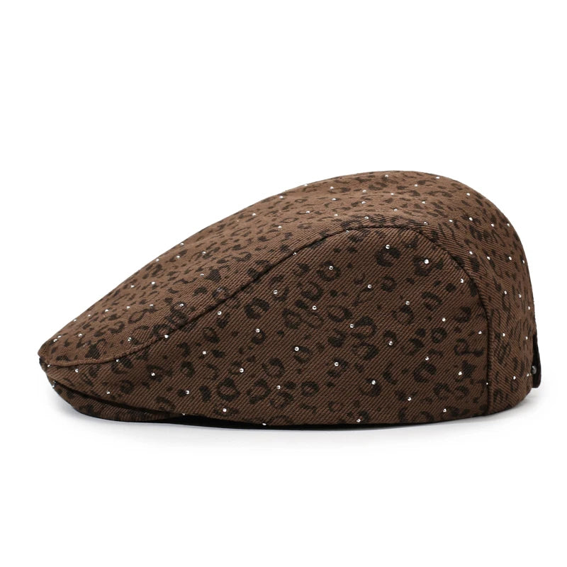 Vintage Leopard Print Newsboy Cap