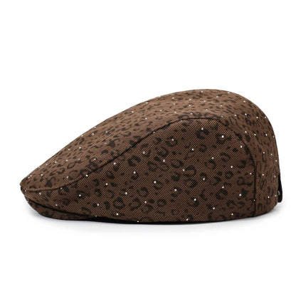 Vintage Leopard Print Newsboy Cap