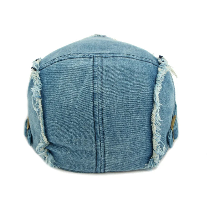 Retro Washed Denim Berets Women