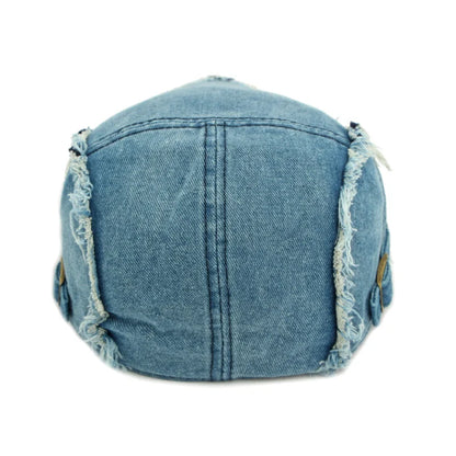 Retro Washed Denim Berets Women